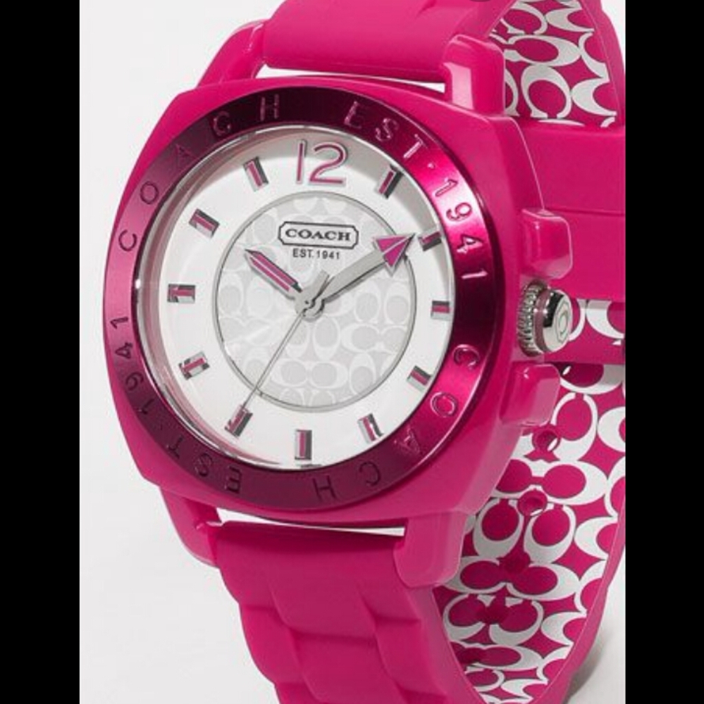 Coach Pink Silicone Boyfriend watch